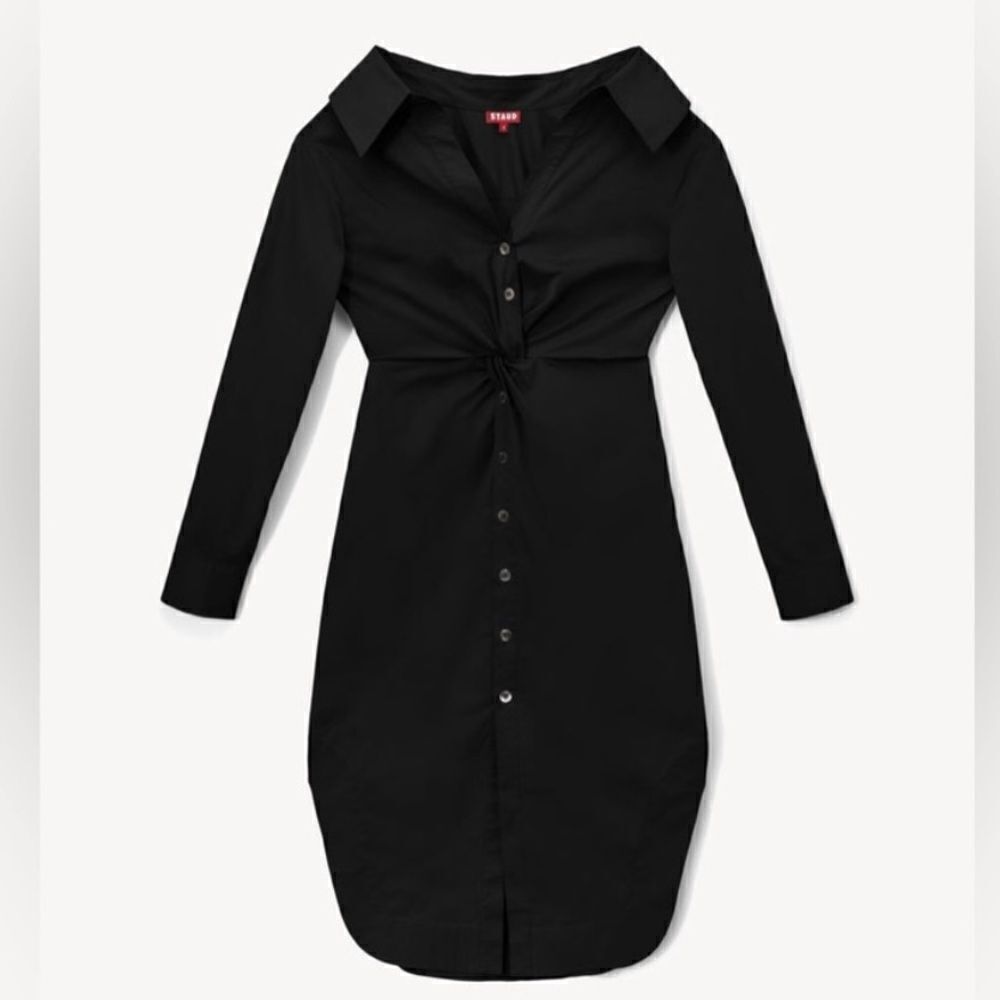 STAUD Clea Front Twist Long Sleeve Shirtdress - Picture 3 of 4